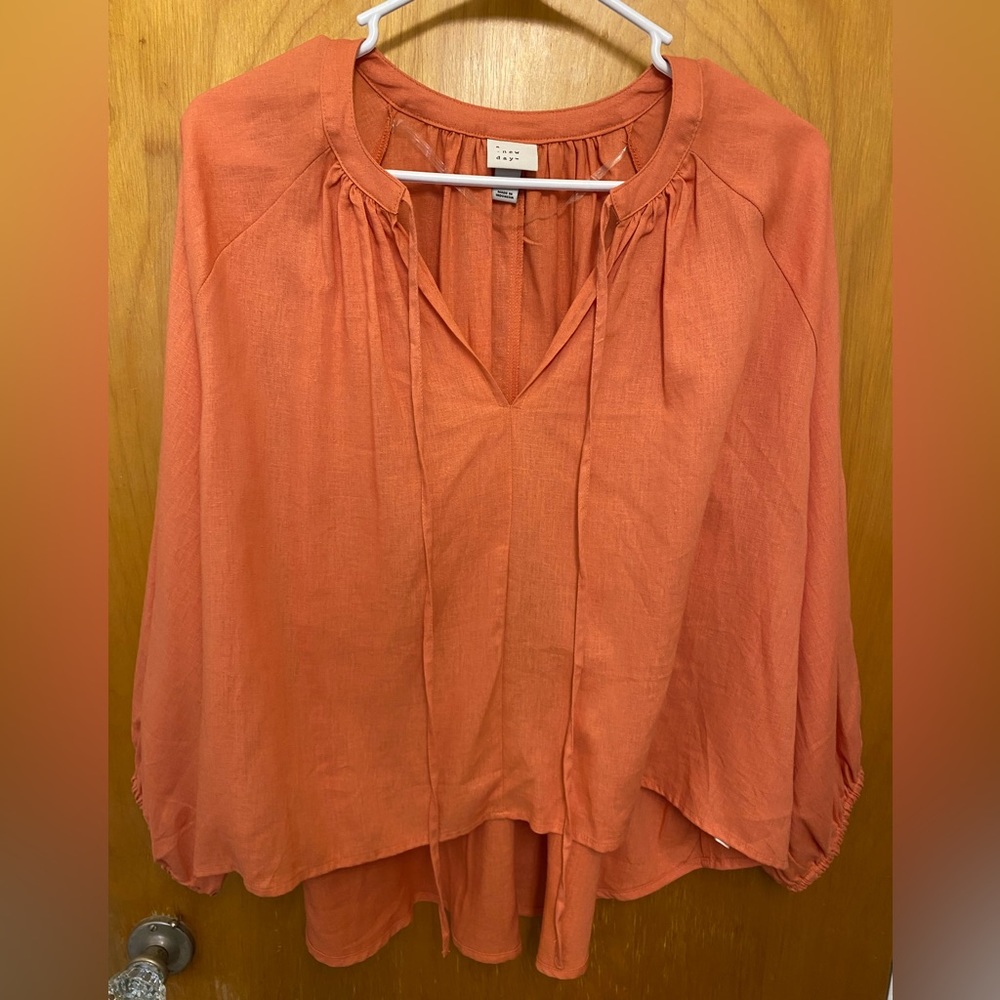 Coral Linen Top